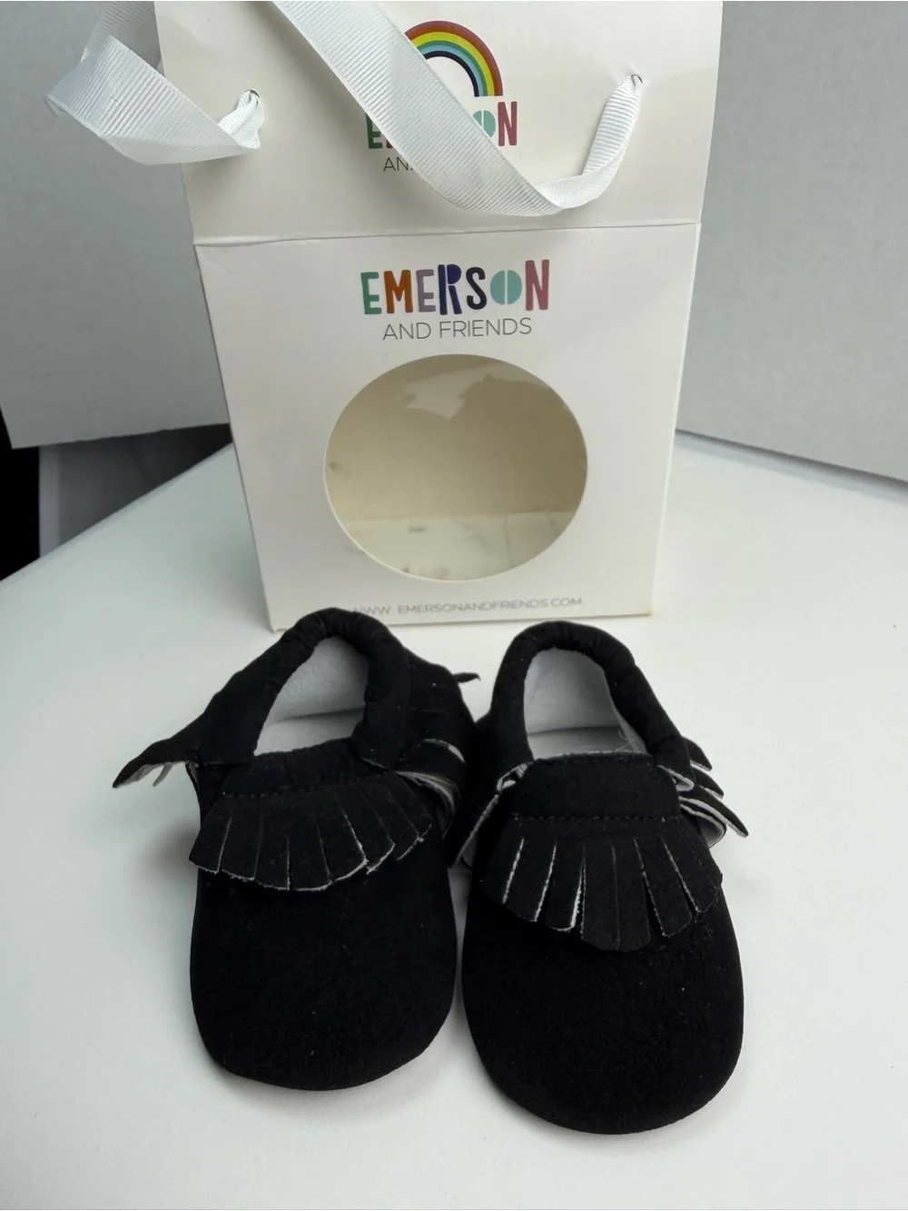 BNIB Emerson & Friends Baby  Moccasins Black 3-6 Months